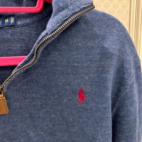 blue Polo Ralph Lauren Luxury Jersey Quarter-Zip Pullover - Picture 3 of 6
